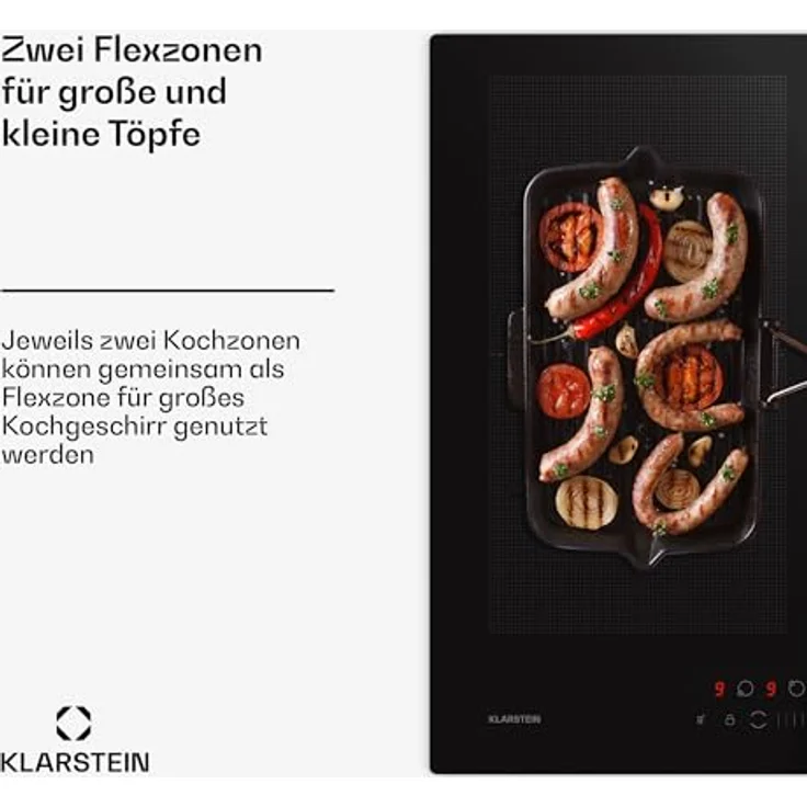 Klarstein Chef-Fusion DownAir System, Induktions-Kochfeld mit Dunstabzugshaube, 4 Zonen Touch, schwarz – Bild 3