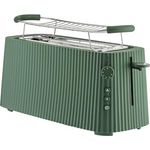 Alessi Plissé MDL15 GR - Langer Doppelfach-Toaster, 1700 W, Grün, mit Brötchenaufsatz aus Edelstahl 18/10