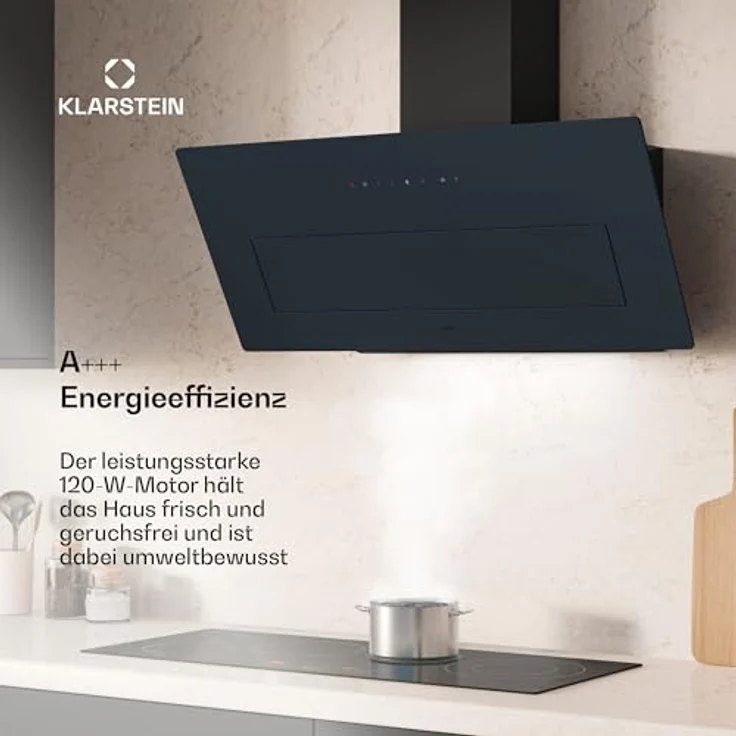 Klarstein SleekAir Dunstabzugshaube - 90cm Kopffreihaube, 718 m³/h, A++ Energieeffizienz, Touch-Bedienung, LED 5W, Duale Belüftung, Anthrazit – Bild 2