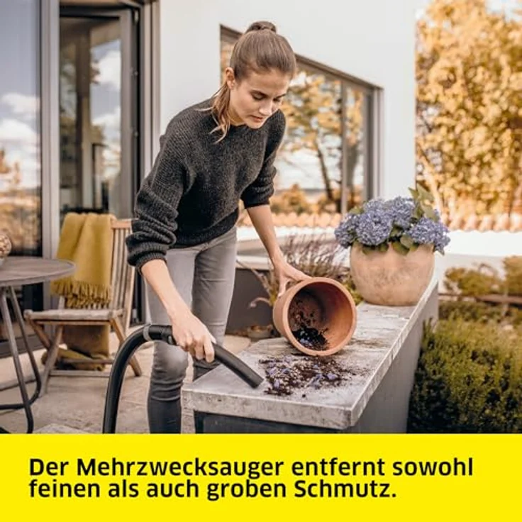 Karcher WD 3 V-17/4/20, Nass-/Trockensauger mit 1.000 W, 17 l Kunststoffbehälter, Patrone- und Vliesfilter, 2 m Saugschlauch, Blasfunktion, Boden- und Fugendüse – Bild 4