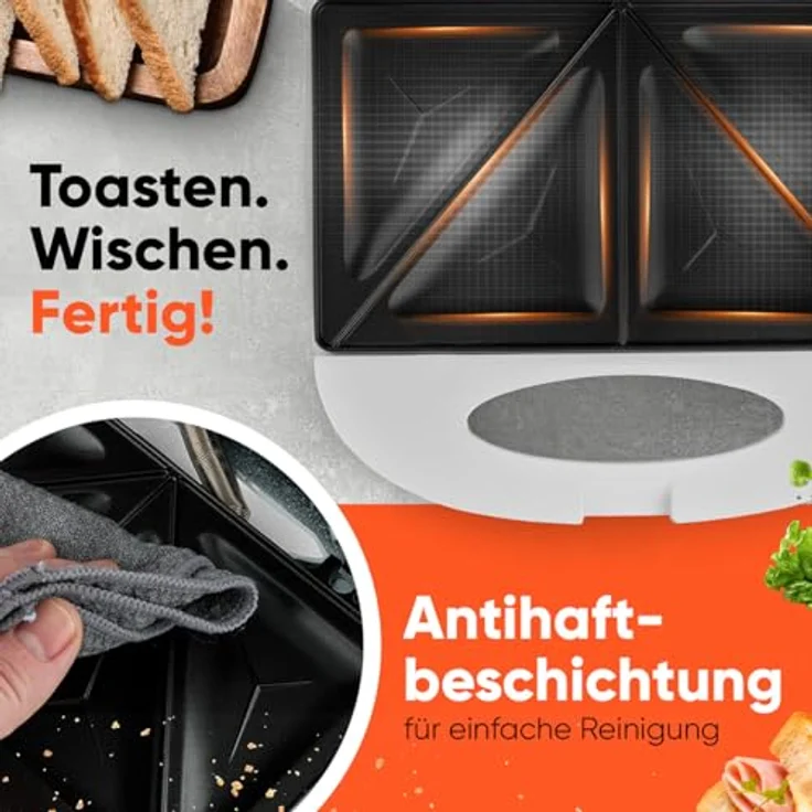 BOMANN ST 6073 CB, Sandwichmaker mit Backampel, antihaftbeschichteten Platten und wärmeisoliertem Griff, schwarz – Bild 3