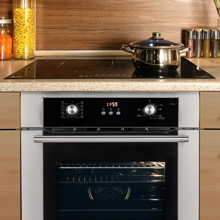 KKT KOLBE Herd: 60cm Einbauofen EB8015ED + 77cm Induktionsherd IH87705FZ, Grill/Heißluft/Teleskop-Auszugselemente/Automatischer Timer, SET8015IH77FZ - ECO-FREUNDLICH, TOUCHBEDIENUNG, OPTIMALE WÄRMEVERTEILUNG, FLEXIBLER POTTPLATZ, DESIGN (schwarz) – Bild 2