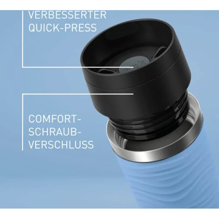 Emsa N20226 Travel Mug Wave Isolierbecher 0,5 Liter | neuer Komfort-Schraubverschluss | Edelstahl | 6h heiß und 12h kalt | 100% dicht | spülmaschinenfest | 360°-Trinköffnung | Pastellblau – Bild 3