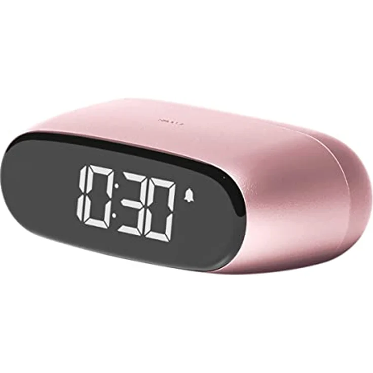Lexon Minu Mini-Wecker, kompakter Reisewecker mit VA-LCD-Display, Touchscreen, Snooze-Funktion, wiederaufladbarem Akku und Aluminium-Finish – Rosa – Bild 1