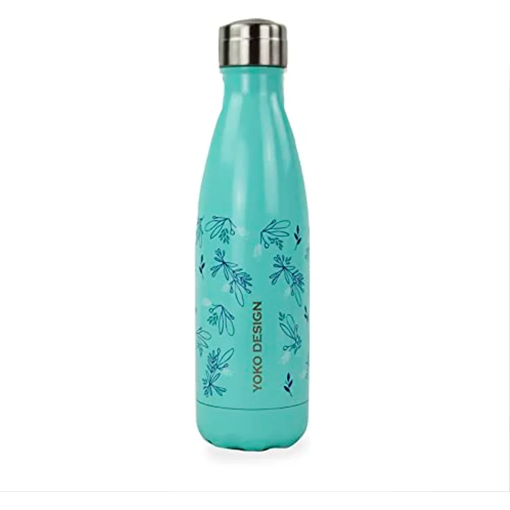YOKO DESIGN Motivflasche Thermosflasche, Edelstahl, Primavera Blau, 6 cm