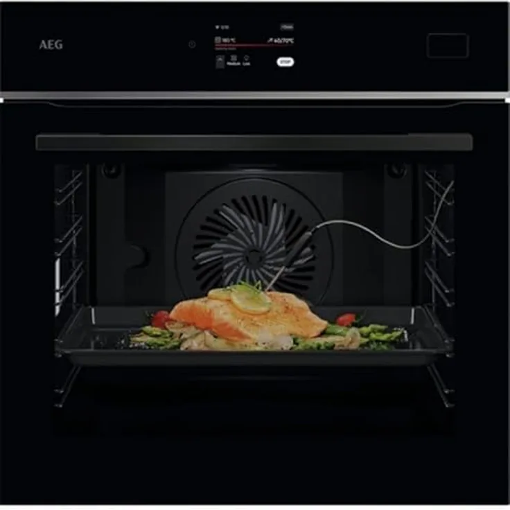 AEG TB8SB73ZAB Multifunktionsofen, 70 l, Dampfreinigung, 25 Funktionen, 119 automatische Programme, Touchscreen, WLAN, Schwarz