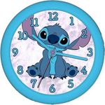 Kids Euroswan KL87799 Stitch Wanduhr, Farbig - Ideale Unterstützung für Spiel und Phantasie, blendfreie Oberfläche