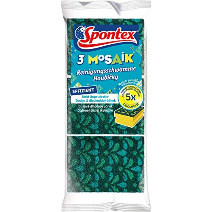 Spontex Reinigungsschwamm Mosaik, Scheuerschwamm mit Anti-Fussel-Technologie und praktischer Griffleiste, 3er Pack – Bild 3