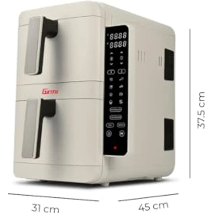 Girmi Heißluftfritteuse FG4101 Ecofrit Dual, 9 Liter, 2 Garkörbe, SYNC- & MATCH-Funktion, 2400 W, 9 Programme, Digitaldisplay – Bild 2