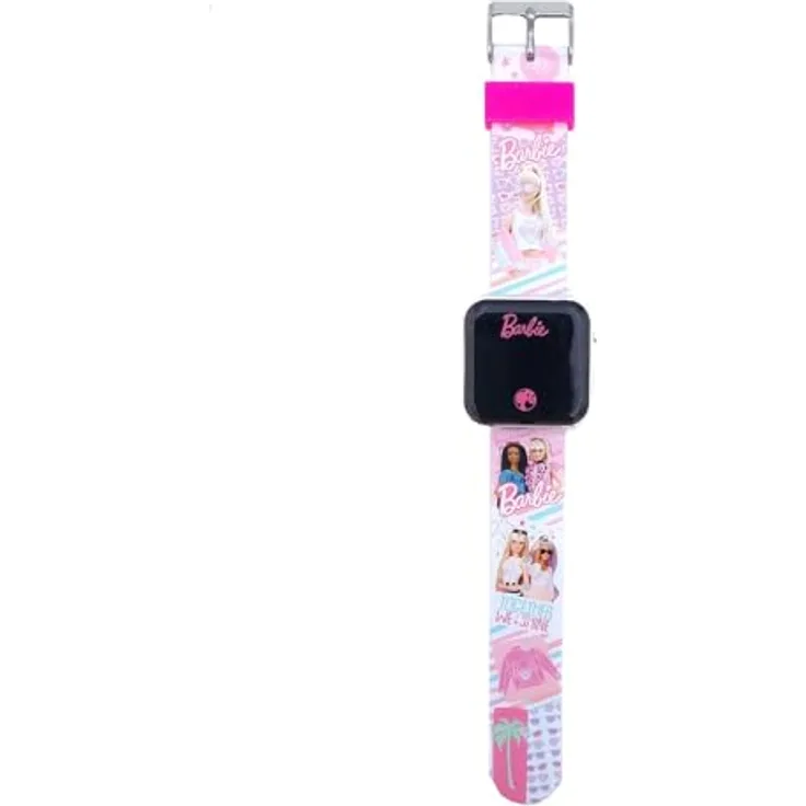 Accutime LED-Kinderuhr Barbie (rosa), Digitaluhr mit LED-Anzeige für Uhrzeit und Datum