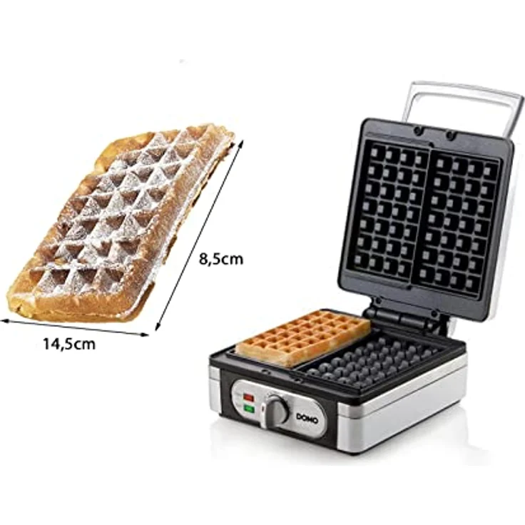 2in1 Waffeleisen für extra dicke (2,6cm) & knusprige Belgische Waffeln in eckig – Plus praktischer Waffelgabel – Bild 2