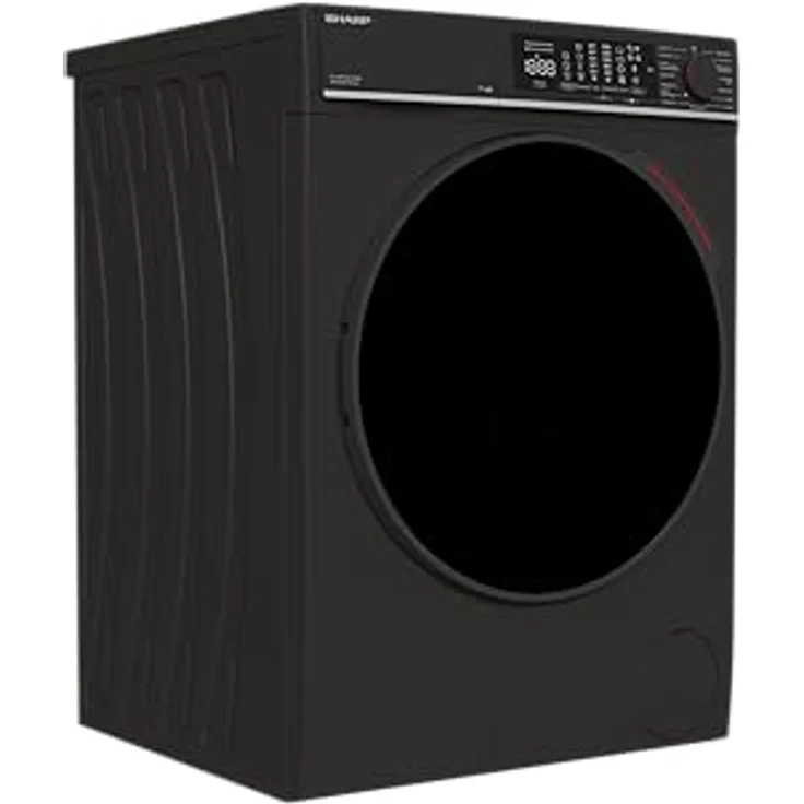SHARP ES-MNFL814CMA-DE Waschmaschine Frontlader, 8 kg, A, 1400 U/min, Inverter Motor, AquaStop, Dampffunktion, MicroFiber-Filter, LED Touch Display – Mattschwarz – Bild 3