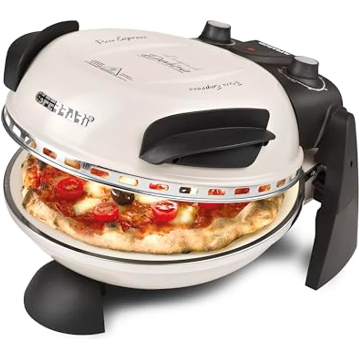 G3 Ferrari elektrischer Pizzaofen Delizia G1000617 Icy Cream - Weiß, bis 400 Grad mit feuerfestem Naturstein, Pizza in 3 Minuten, auch für Tisch und Garten – Bild 2