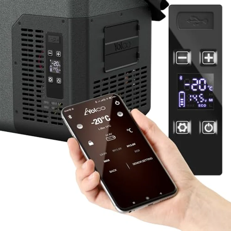 Yolco ET18 Carbon, Kühlbox mit 17 l und -20°C Kühlleistung, betrieben mit 12V/24V, leise (48 dB) – Bild 13
