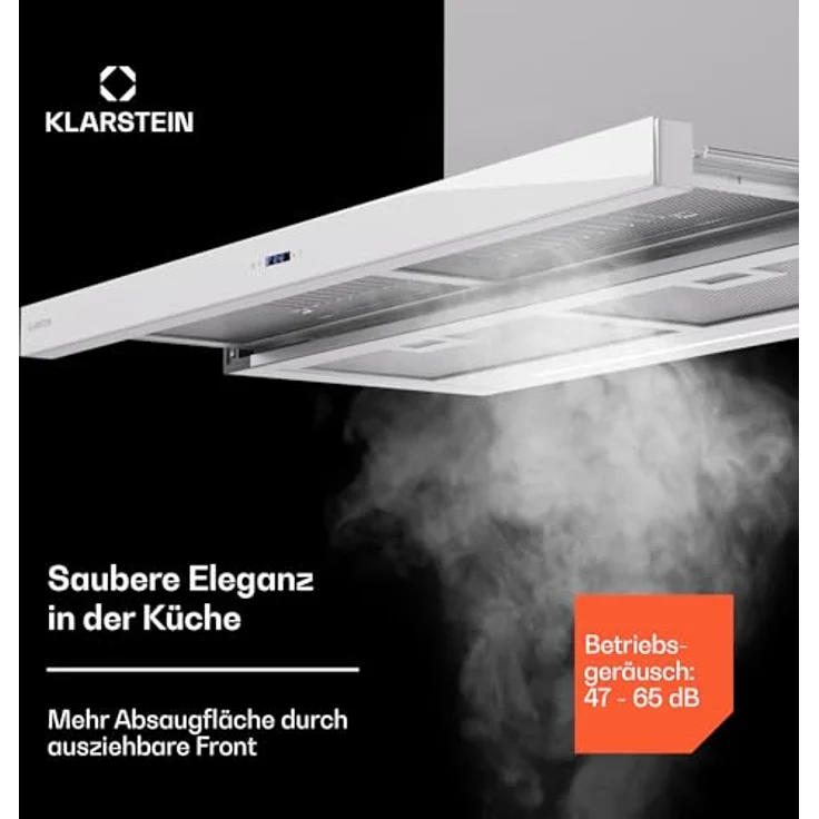 Klarstein Dunstabzugshaube 90cm, Abluft-Dunstabzugshaube mit Spülmaschinenfestem Filter aus Aluminium, Leise Abzugshaube Abluft, 640m³/h Luftstrom, Effiziente Wandhauben mit LEDs & Touch Controls – Bild 4