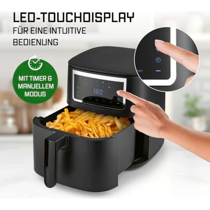"GOURMETmaxx Heißluftfritteuse 6,5 l, Airfryer mit Touchscreen, Timer und 11 Programmen" – Bild 5