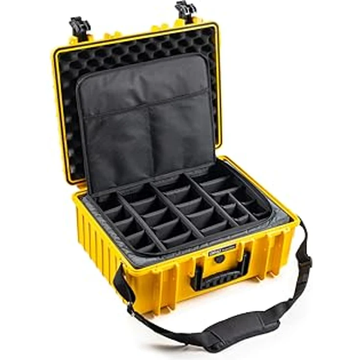 B&W International B&W Transportkoffer Outdoor Typ 6000 - Gelb - wasserdicht nach IP67 Zertifizierung, staubdicht, bruchsicher und unverwüstlich mit Fototasche – Bild 1