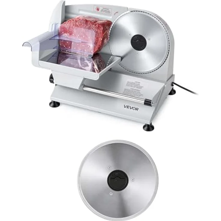 VEVOR SL-520A Fleischschneidemaschine 200 W, Elektrische Aufschnittmaschine mit 19 cm Klingen und einstellbarer Schnittdicke von 0–15 mm – Bild 1