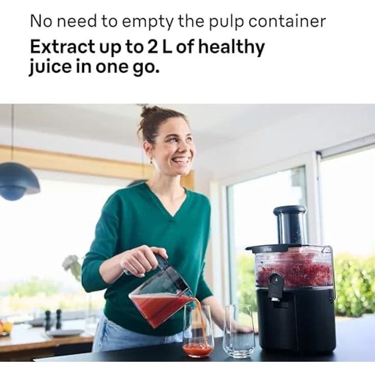 Braun MultiJuice 5 SJ500, Zentrifugalentsafter mit ColdXtract-Technologie, 75 mm Einfüllöffnung, 1,5L Fruchtsaftbehälter, Anti-Tropf-System, 800W, Schwarz – Bild 5