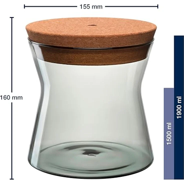 LEONARDO HOME FORMA X Vorratsdose, luftdichter Behälter mit Korkdeckel, elegante Gestaltung, Höhe 16 cm, grau – Bild 2