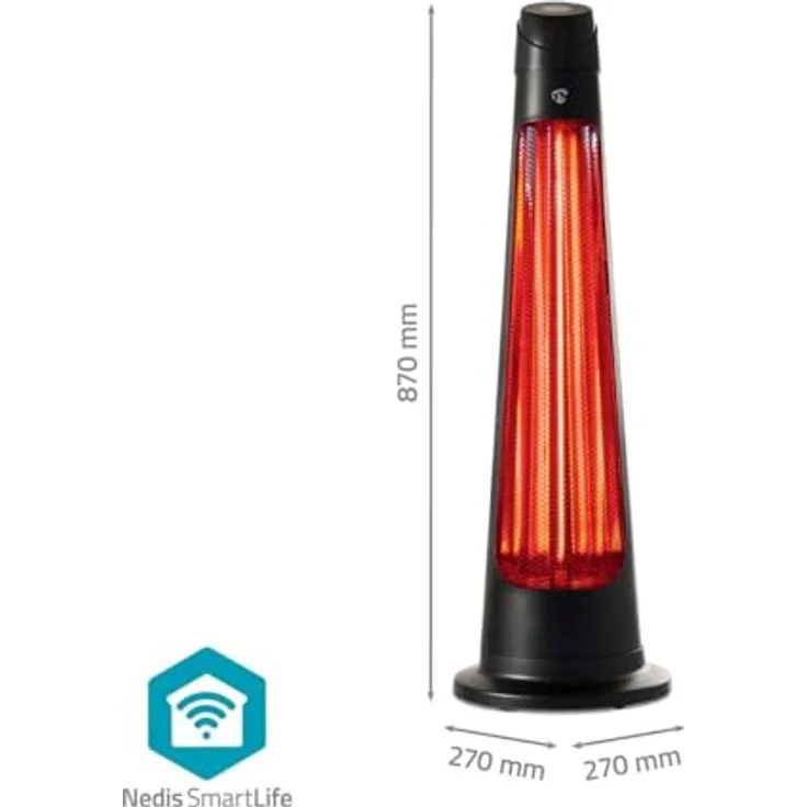 Nedis SmartLife Terrassenheizer Wi-Fi 1200 W 2 Wärmeeinstellungen Oszillation Stolperschutz IP24 Schwarz – Bild 5