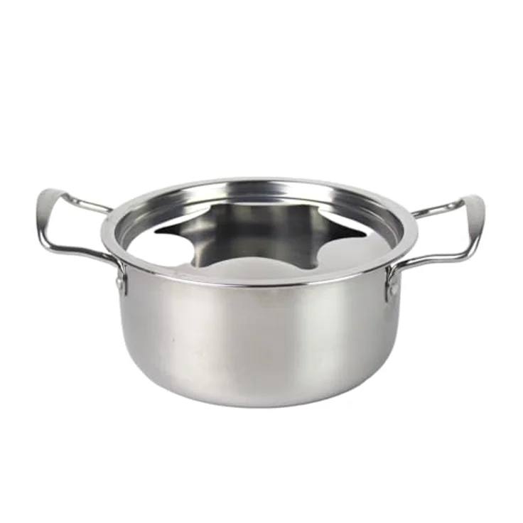 Lentz Fondue-Set aus Edelstahl für 6 Personen | inklusive Besteck | betrieben mit Brennpaste | Topf mit Absturzsicherung (22-teilig), Found 10-22 – Bild 4