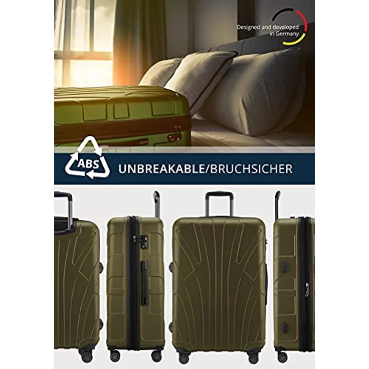 Suitline - Hartschalen-Koffer Koffer Trolley Rollkoffer Reisekoffer 4 Rollen TSA 100% ABS, 76 cm, 86 L – Bild 4