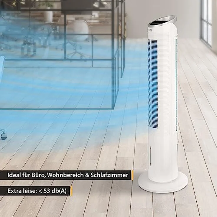 TZS First Austria Turmventilator B, 102 cm mit Wasserkühlung & Fernbedienung, 80° Oszillation, 3 Geschwindigkeitsstufen, Timer-Funktion, weiß – Bild 2