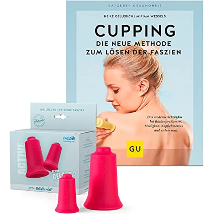 BellaBambi® Cupping-Bundle, FASZIO Cupping-Set mit 2 Silikon-Fasziencups, inklusive Buch zur Anwendung, biokompatibel, Made in Germany