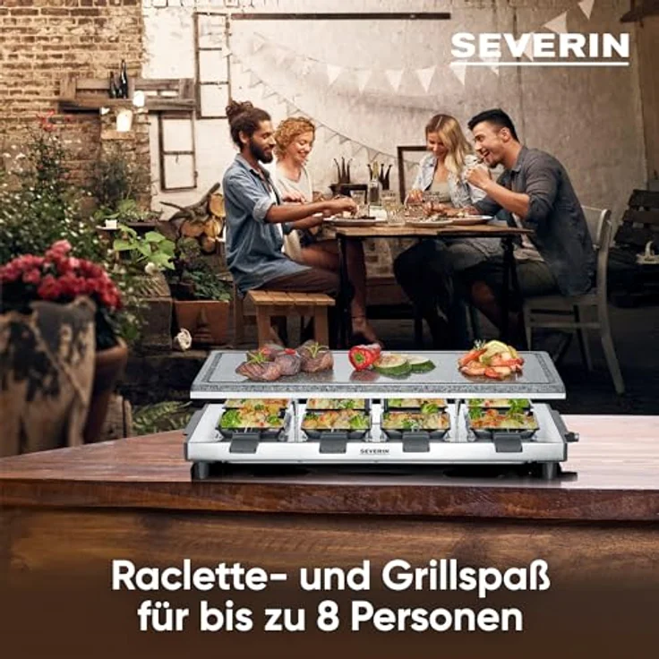 SEVERIN RG 2374 Raclette mit Naturgrillstein, 1500, Kunststoff-Edelstahl, schwarz – Bild 3