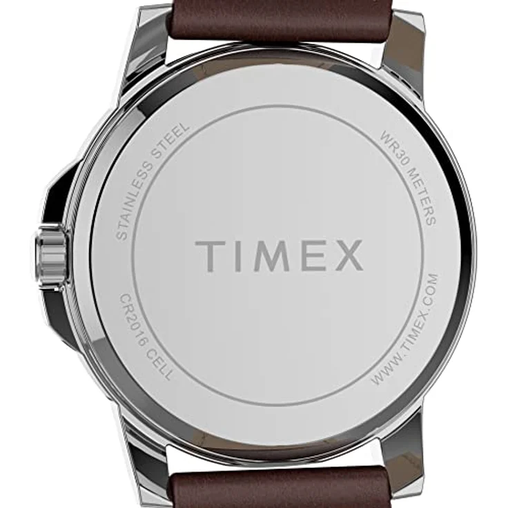Timex Classic Premium TW2V79200, Herren-Armbanduhr 45mm mit braunem Lederarmband, blauer Zifferblattanzeige, 1/20-Sekunden-Chronograph, wasserdicht bis 30m – Bild 4
