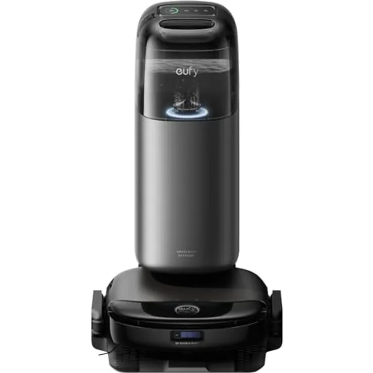 eufy S1 Pro Saugroboter All-in-One-Station mit Wischfunktion und 8.000Pa Saugleistung, Always Clean Mop, Auto anhebende Rollmopp Bürste - Schwarz