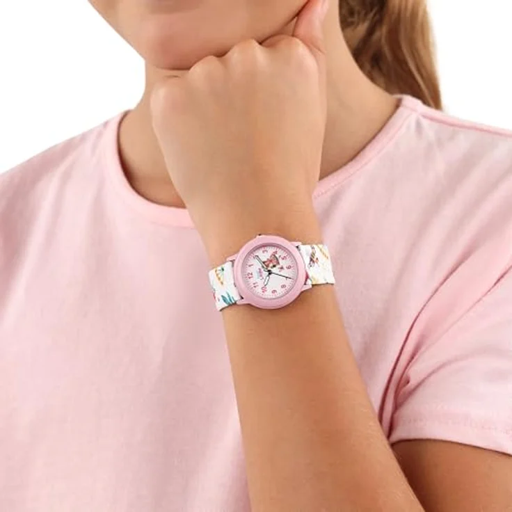 Prinzessin Lillifee Armbanduhr Mädchen Kinder Quarzuhr Analog, Textil Armband, Rosa, 3 bar wasserdicht, in Geschenkbox, Modell 2037724 – Bild 2