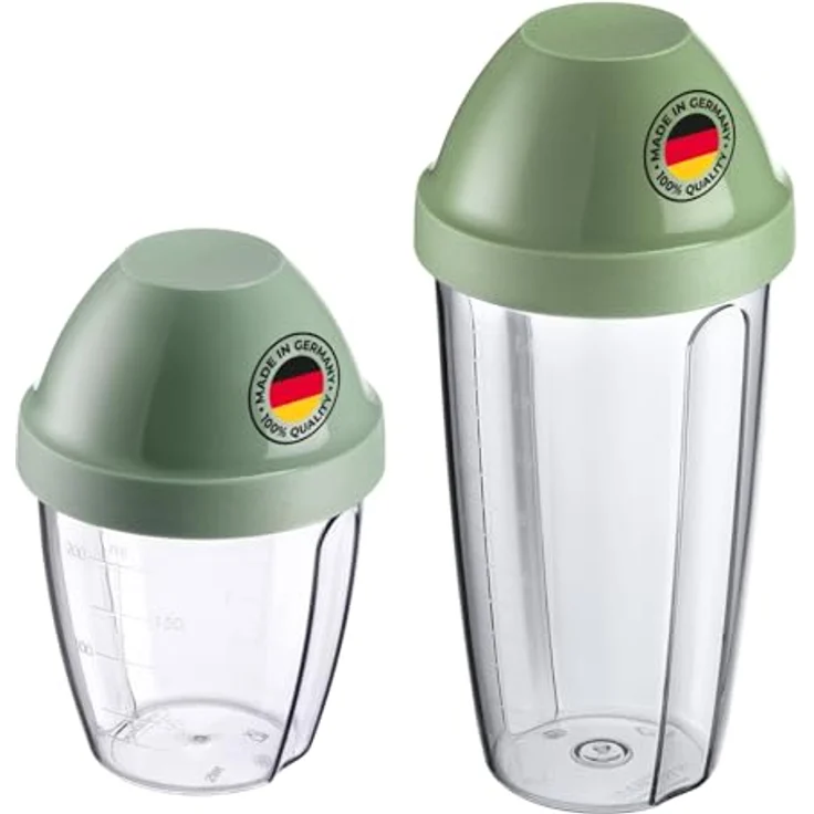 Westmark 2 Mix- und Schüttelbecher/Shaker mit herausnehmbarer Mixscheibe, 0,5 l und 0,25 l, BPA-frei, Transparent/Mint-Grün, 309022E6 – Bild 1