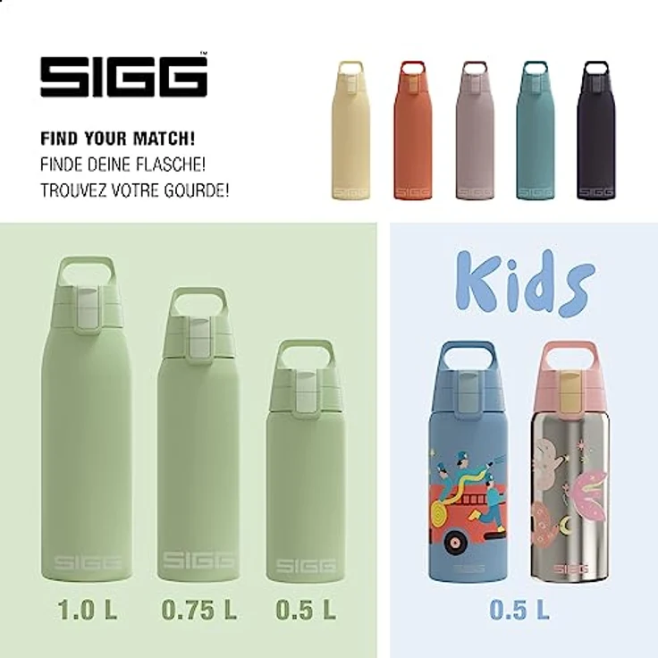 SIGG - Isolierte Trinkflasche - Shield Therm One Eco Green - Für kohlensäurehaltige Getränke geeignet - Auslaufsicher - Spülmaschinenfest - BPA-frei - 90% recycelter Edelstahl - Grün - 1L – Bild 5
