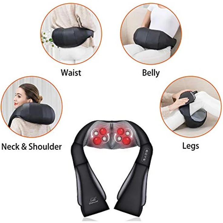 Snailax Schulter Nacken Rücken Massagegerät, Shiatsu Nackenmassagegerät mit Wärme, Rückenmassagegerät,Elektrisch 4D-Rotation Massagegerät zu Hause Büro, Geschenke für Männer, Frauen – Bild 5