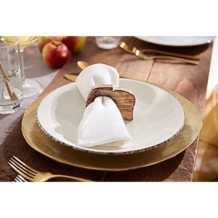 MARRAKESCH 6er Set Serviettenhalter Serviettenringe aus Holz kiran xxcm groß braun | Elefant Serviettenschnalle für Weihnachten Bankett Hochzeit handgefertigt als Tischdeko auf den gedeckten Tisch – Bild 5