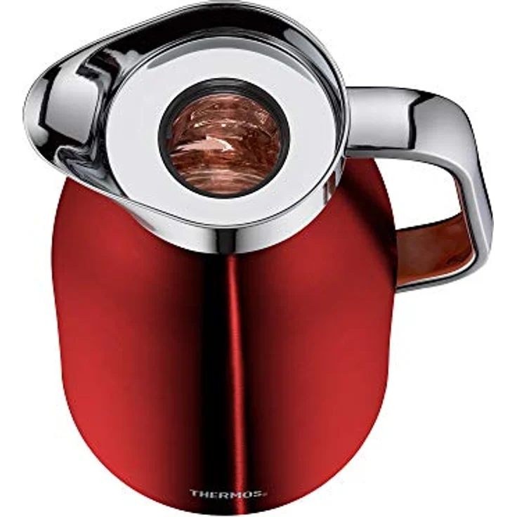 Thermos Thermoskanne Century 1L, Edelstahl rot mit Glaseinsatz und Einhandausgießtaste, hält 12 Stunden heiß, ideal als Kaffeekanne oder Teekanne, für 8 Tassen, Modell 4046.248.100 – Bild 5