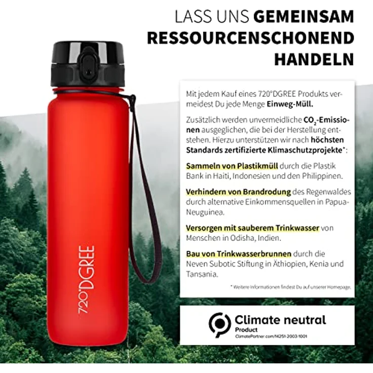 Trinkflasche Wasserflasche Fruchteinsatz 1L - BPA-Frei uberBottle 720 DGREE watermelon red – Bild 5