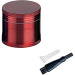 Grinder Crusher | Metall | Kräutermühle Gewürzmühle | ⌀ 4 cm | Farbe: Weinrot | 4-teilig | Set mit Bürste & Schaber