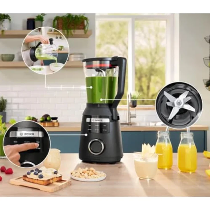 Bosch Hausgeräte MMB6654B Standmixer, 1800 Watt, 2 Liter, Schwarz, ProSpeed 6-Klingen-Technologie, 6 automatische Programme – Bild 3