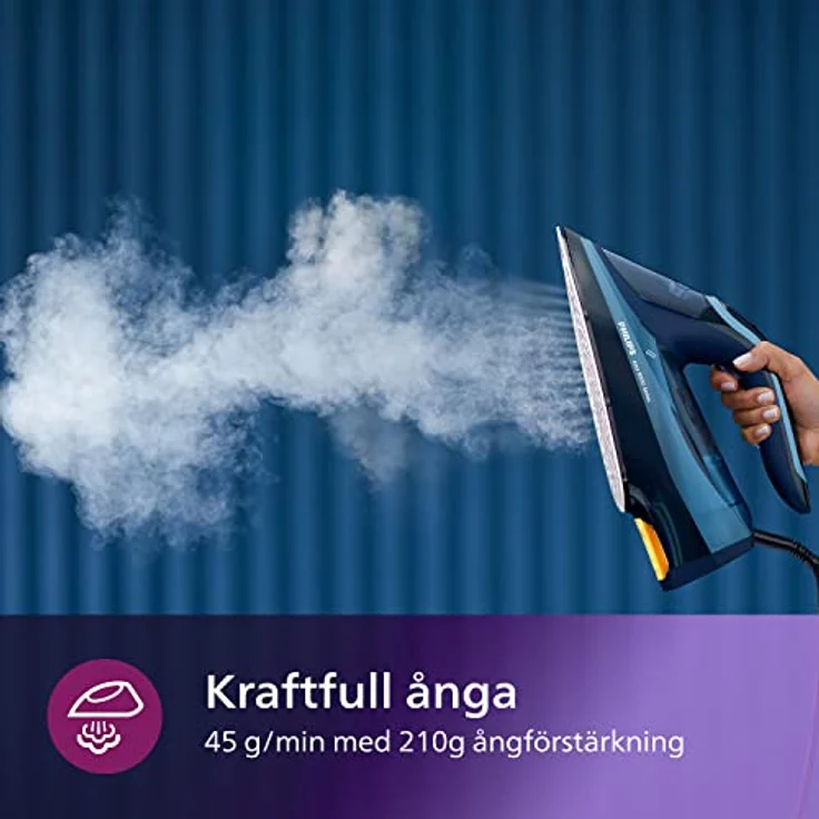 Versuni Philips Azur 8000 Series Dampfbügeleisen - 45 g/min Dauerdampf, 210g Dampfverstärkung, 2400 W, OptimalTEMP Technologie, SteamGlide Elite, hellblau – Bild 4