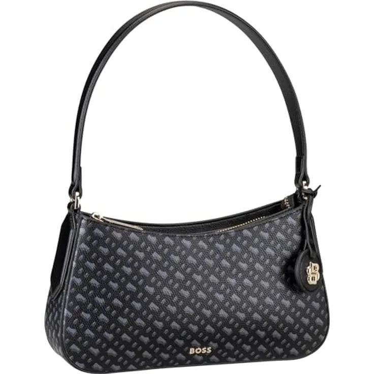 Hugo Boss Liriel S MG, elegante Umhängetasche aus teil-recyceltem Kunstleder, schwarz, 25 x 6 x 13 cm