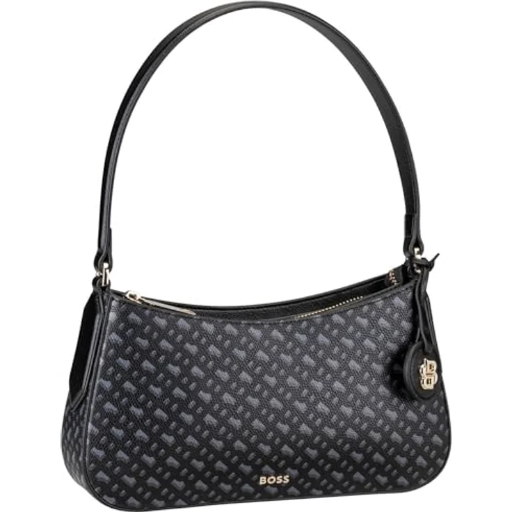 Hugo Boss Liriel S MG, elegante Umhängetasche aus teil-recyceltem Kunstleder, schwarz, 25 x 6 x 13 cm – Bild 1