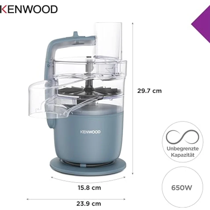 Kenwood Multipro Go FDP22.130GY Universalzerkleinerer, 650 Watt, Pulse, 2 Geschwindigkeitsstufen, Kunststoff, blau – Bild 3
