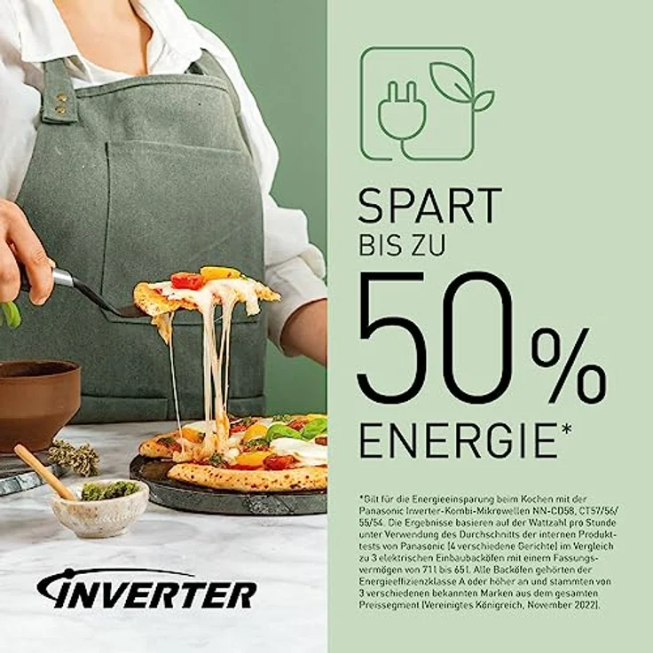 Panasonic NN-CT57 Mikrowelle mit Grill und Heißluft, Standgerät, 1000 Watt, Inverter Mikrowelle, 27 Liter Garraum, geringe Bautiefe silber – Bild 4