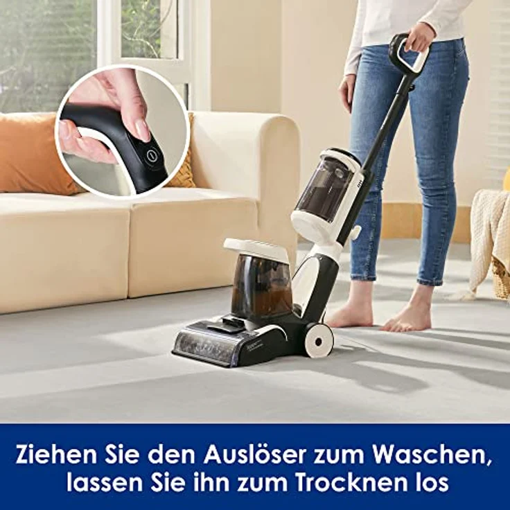Tineco Teppichreinigungsgerät iCarpet, 75° Grad Power-Trocknung, Dual-Tank, 1300 W, beutellos, für Teppich, Polster, Treppen, inkl. mobilem Verlängerunggschlauch – Bild 6