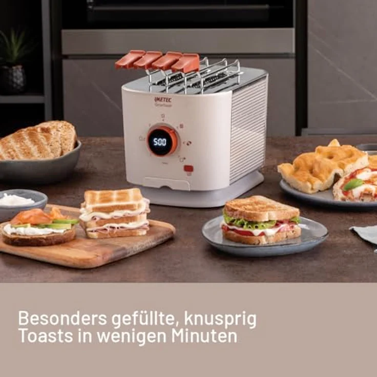 Imetec Grantoast 2-Scheiben-XL-Toaster, Edelstahl mit LED-Anzeige, Digitalem Timer, 7 Bräunungsstufen und Schiebeklemmen für gefüllten Toast – Bild 2