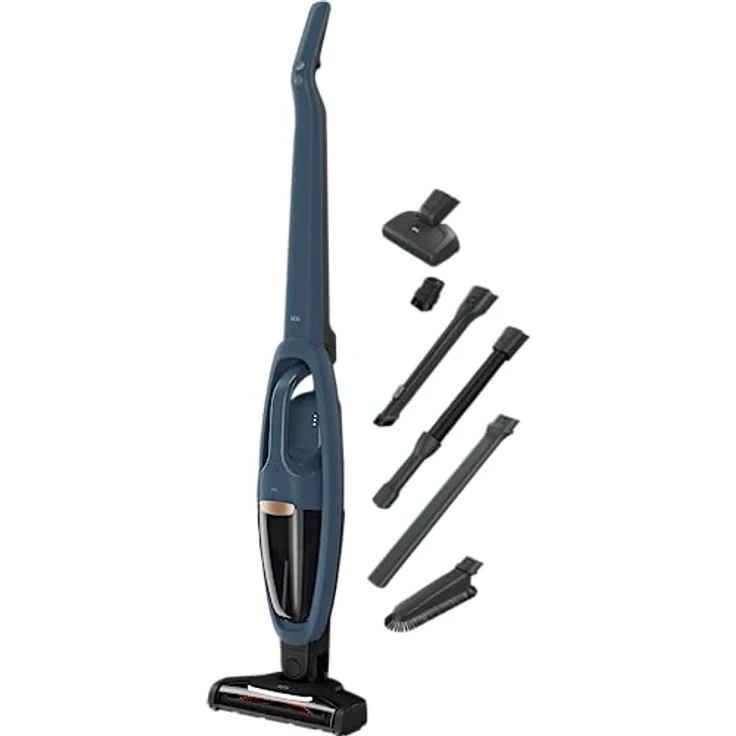 AEG QX7-1-I360 Akku Staubsauger kabellos / Staubsauger beutellos / leise / Handstaubsauger Akku / 50 min Laufzeit / leicht / Hartboden / 2in1 / Tierhaare / Hund / Katze / Teppich / Auto / blau – Bild 1