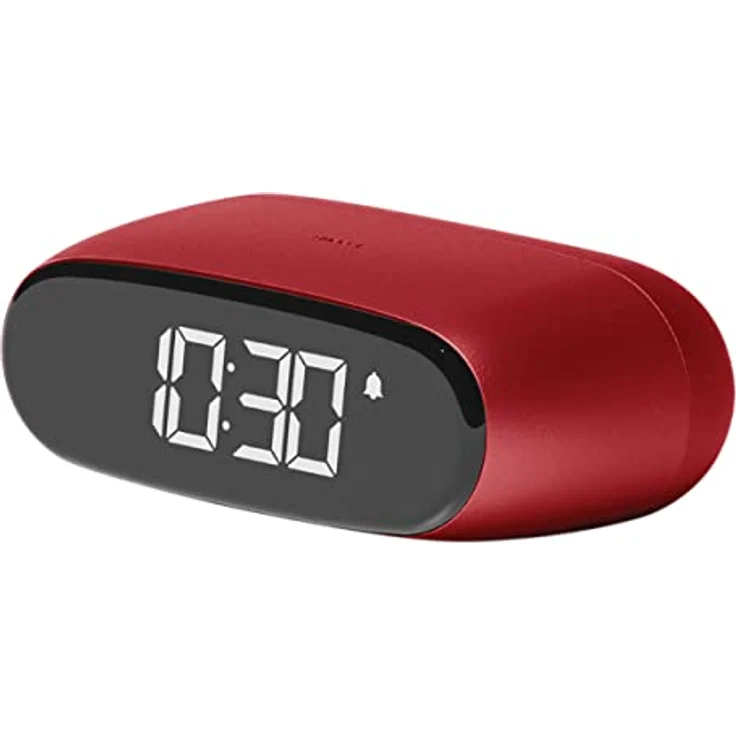 Lexon Minu Mini-Wecker, kompakt mit VA-LCD-Display, Touchscreen, Snooze-Funktion, Hintergrundbeleuchtung, wiederaufladbarem Akku, Aluminium-Finish – Dunkelrot – Bild 1